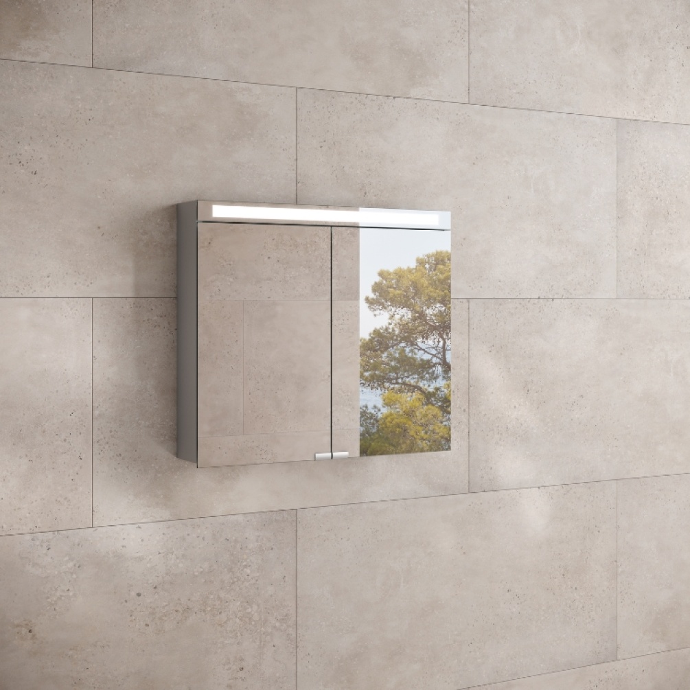 Product Lifestyle image of the Keuco Royal eOne 800mm Double Mirror Cabinet 44302 171331 with its doors closed